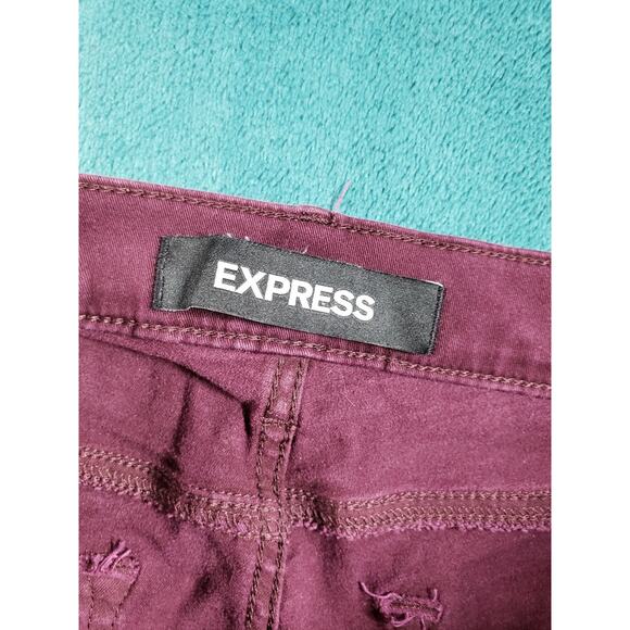 Express Jeans Size 10 Long Purple Stretch Pants Denim Ladies Mid Rise Legging - Picture 3 of 13